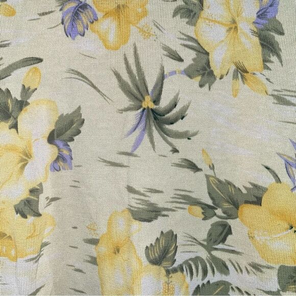 Orvis Womens Silk Blend Floral Print Round Neck Half Sleeve Top Yellow Medium - Picture 3 of 5